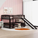 ZNTS Bunk Bed with Slide,Full Over Full Low Bunk Bed with Fence and Ladder for Toddler Kids Teens 83907854