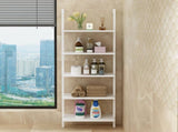5-Layer Wall-Mounted Density Board Iron Display Rack 24.02*12.01*72in White Panels White 43699080