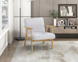 Modern Home Furniture Gray Fabric Upholstery 1pc Accent Chair Solid Rubberwood Natural Finish B011P308037