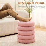 Round Storage Ottoman, Modern Sherpa Footstool, Teddy Vanity Stool with Flip-Top Tray, Makeup Chair 72182829