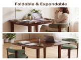 51.2" Solid Wood Extendable Dining Table, Folding Rotating Drop Leaf Design with Walnut Finish, W6013P585113