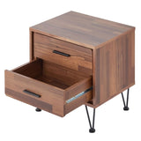 ZNTS Walnut 2-Drawer Accent Table with Hairpin Legs B062P181398