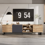 ZNTS Modern TV with 3 Cabinets& Open Shelves, Color-matching Media Console Table for TVs up to 80'', WF319402AAQ