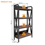 56.30'' Bakers Rack 4-Level Storage Shelves Metal and Wooden Kitchen Shelves, Kitchen Organizers and W3387P312343