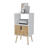 White and Macadamia Open Shelf Tall Nightstand B062P175195