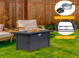 43-Inch Fire Table50000 BTU Gas Firepit with Volcanic Stone Black 45855548