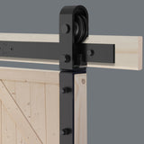 ZNTS 60" Bi-Folding Sliding Barn Door Hardware Kit for 2 Doors,Smoothly&Quietly,Black Track J Shape 80281115