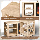 58 inch oak color double-sided cross fireplace cabinet 149 * 40 * 60cm 18 inch fireplace core 43944768