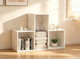 White Geometric Convex Bookshelf, 3-Tier Open Freestanding Display Shelf, Engineered Wood Storage 89319042