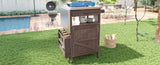 K&K 40.5" Outdoor Grill Cart with Stainless Steel Top, Solid Wood Outdoor Storage Cabinet with Drop N707P228272Z