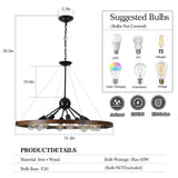 (Same as W1340111208/L1012) 8-Light Retro Farmhouse Chandelier For Kitchen, Living room, Dining room W1340P206642