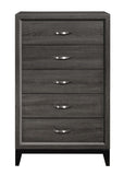 ZNTS Contemporary Design Gray Finish 1pc Chest of Dovetail Drawers Polished Chrome Bar Pulls Bedroom B01146482