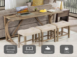 4-Piece Bar Table Set with Power Outlet, Dining Bar Table and Chairs Set,Bar Table Set with 3 Padded W1998P193823