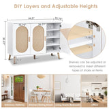 3-door vertical shoe cabinet particle board plastic rattan white frame original wood rattan 17034426