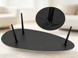Gray Stylish Irregular Shape Coffee Table, Heavy-Duty Metal Base Oval Sofa Side Table, 19599747
