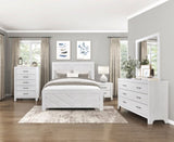 Contemporary White Finish Queen Size Panel Bed Wooden Bedroom Furniture 1pc, Bed in a Box B011P250483