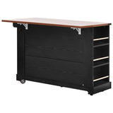 K&K 53'' Farmhouse Island with Two Tempered Glass Cabinet Doors, Power Outlet, Rolling N707P263637B