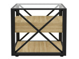 Set of 2 Modern End Table with Drawer - Nightstand for Bedroom & Living Room, Natural Wood MDF & W241P246921