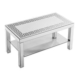 W 40 "X D 20" X H 20 "Curved border carved mirror coffee table Silver mirror glass tabletop with W1005P190425