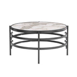 ZNTS 32.48'' Round Coffee Table With Sintered Stone Top&Sturdy Metal Frame, Modern Coffee Table for W1071P144307