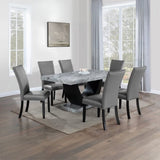 Modern Upholstered Side Chairs 2pc Set, Gray Synthetic Leather Nailhead Trim Black Legs Wooden B2741P336522