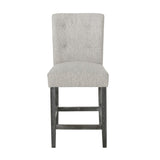 Contemporary Fabric Button Tufted 26 Inch Counter Stools, Set of 2, Light Grey 71254.00LGRY