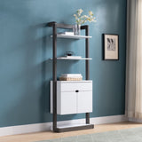 ZNTS Contemporary Bookcase Four Open Shelve One Drawer Two Cabinets with Open Shelve - White & Grey B107131398