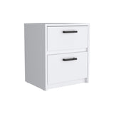 Nightstand Chequered, Two Drawes, White Finish B092123118