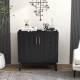 Mid Century Modern Fluted Sideboard with Adjustable Shelves & Solid Wood Legs, Buffet W1801P272511