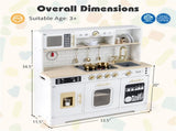 Kids Wooden Play Kitchen with Realistic Lights & Sounds, Pretend Ice Maker & Storage for Toddlers 24368819