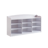 White Shoe Storage Bench, Nine Storage Shelves, Entryway Organizer B107131298