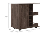 Bartlet 2-Shelf 6-Bottle Bar Cart with Division Dark Walnut B06280456