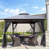 ZNTS 10x10 Outdoor Patio Gazebo Canopy Tent With Ventilated Double Roof And Mosquito net 52394270