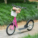 Youth Scooter with Adjustable Handlebars and plastic basket 16" Inflatable Rubber Tires -Pink 28314519