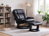 PU Leather Recliner Chair with Ottoman, 10-Point Vibration Massage & Swivel Armchair, Black 96760156
