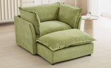 Modern Armchair Sofa 47" Cozy Upholstered Sofa Chair with Movable Ottoman, Wide Seat, Curved N719P292695F