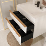 VELA 36 Inch White Wall Mounted Bathroom Vanity with Integrated Acrylic Sink, 2 Soft-Close Drawers, W3235P327598
