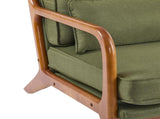 Mid-Century Oak Accent Chair - Green Upholstered Single Lounge Chair with Sturdy Wood Frame, Indoor 06333569