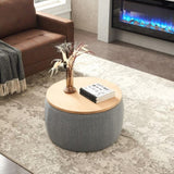 ZNTS Round Storage Ottoman, 2 in 1 Function, Work as End table and Ottoman, Dark Grey 82769638