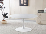 42.1" White Color Top Tulip Table, Mid-century Dining Table for 4-6 People - Round MDF Table Top W234P351011
