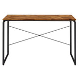 ZNTS Oak and Black Writing Desk with Metal Sled Base B062P184531