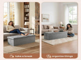 43" Storage Ottoman Bench, Foldable Footrest Stool with High Load Capacity, Holds up to 660 lbPVC 27932967
