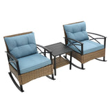 ZNTS 3pcs rocking rattan set wholesale leisure chair outdoor rattan rocking chair set grey W640134153