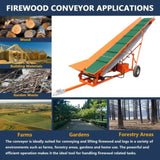 Firewood Conveyor 6.5HP 208cc Gasoline Powered 19.7" Width PVC Belt Wood Conveyor Lifter Elevator N818P194902O
