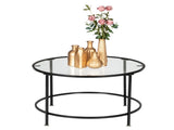 2 Layers 5mm Thick Tempered Glass Countertops Round Wrought Iron Coffee Table 87255188