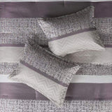 7 Piece Jacquard Comforter Set Purple Queen B03597199