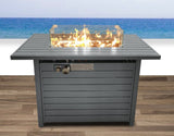 11'' H x 42'' L Steel Propane Outdoor Fire Pit Table with Lid B120P147937