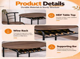 1 Table 2 Chairs Dining Table Set, Oval MDF Tabletop, Black Metal Frame, KD Knock 20139247