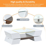 ON-TREND 6mm Glass-Top Coffee Table with Open Shelves and Cabinets, Geometric Style WF299270AAK