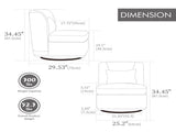 25.2 "Wide Modern Chenille Cushioned Armless Metal Base 360&deg Swivel Chair with Pillow, Suitable W3118P253948